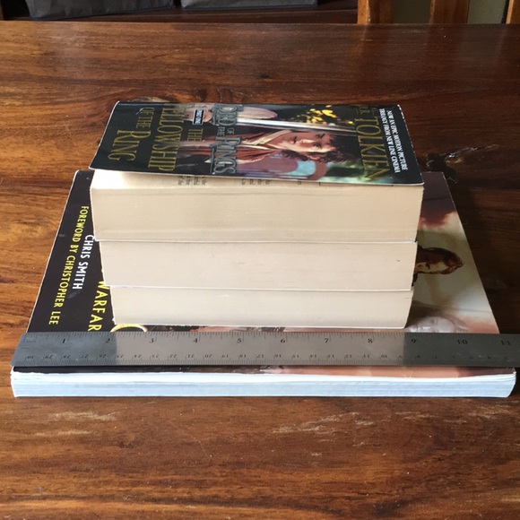 JRR Tolkien Lord of the Rings Trilogy Books Set of 3 + Weapons and Warfare - Picture 7 of 16